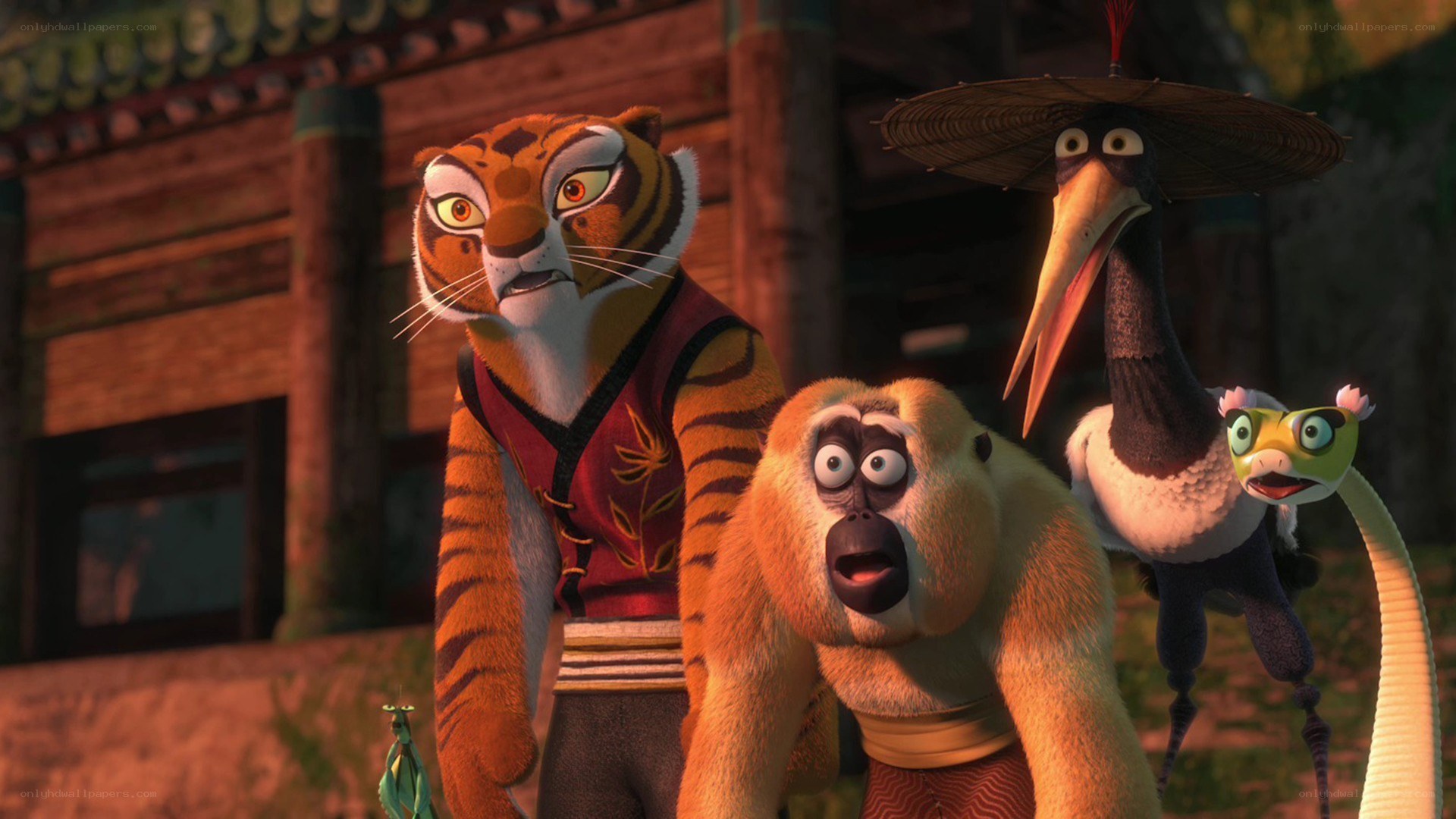 Tiger and monkey in kung fu scene