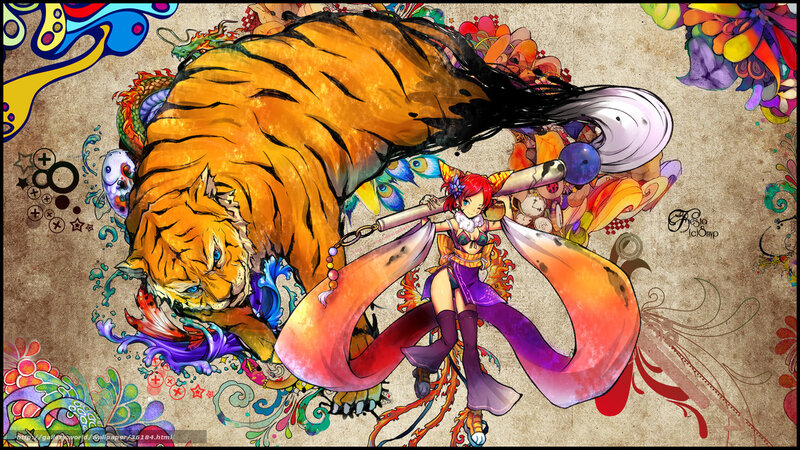 tiger and warrior girl art