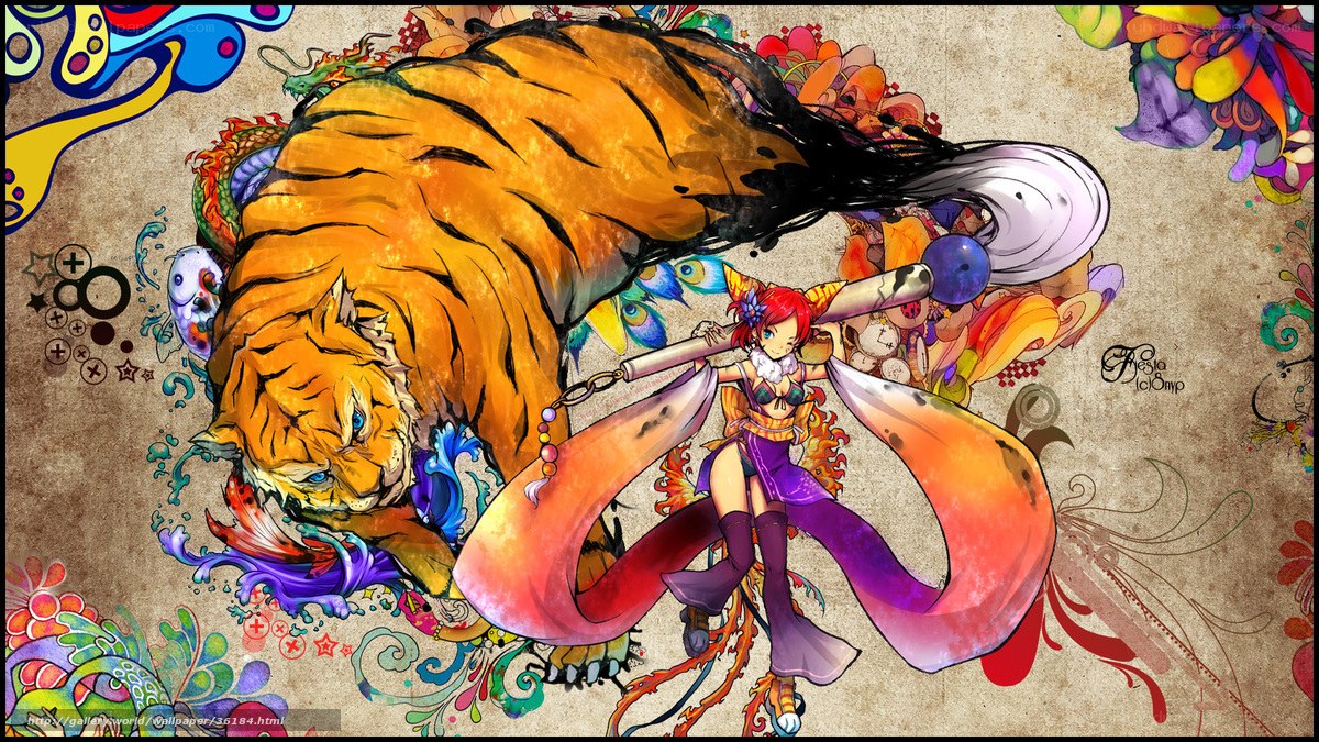 tiger and warrior girl art