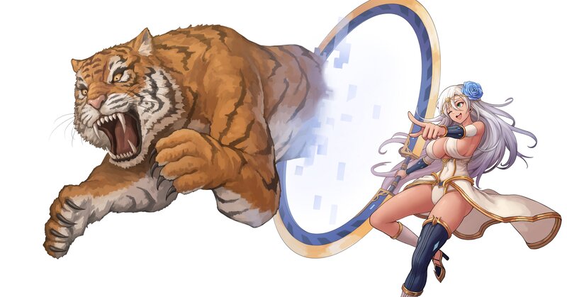 Tiger and Warrior Woman — White