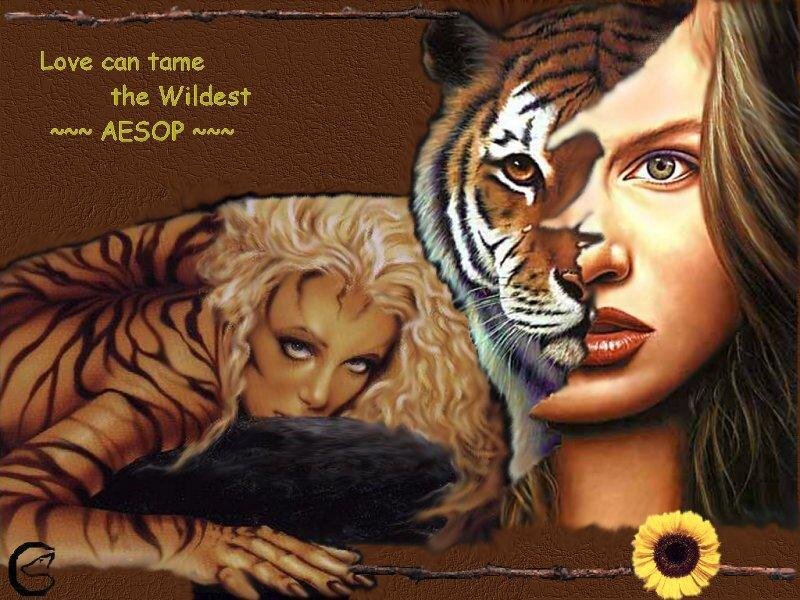 tiger and woman art