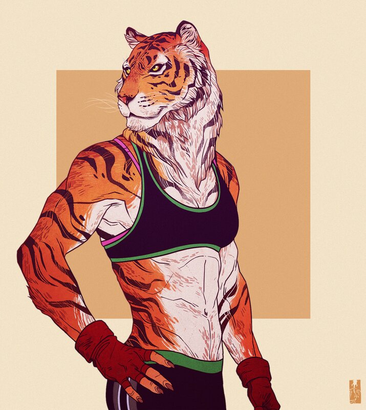 Tiger Anthropomorphic Character — Orange