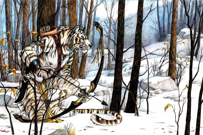 tiger archer in snowy forest