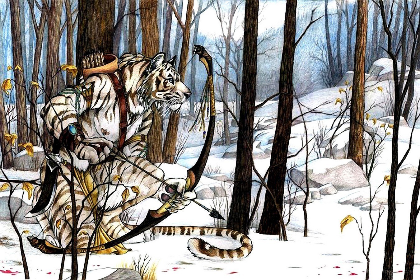 tiger archer in snowy forest