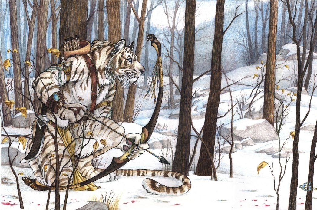 tiger archer in snowy forest