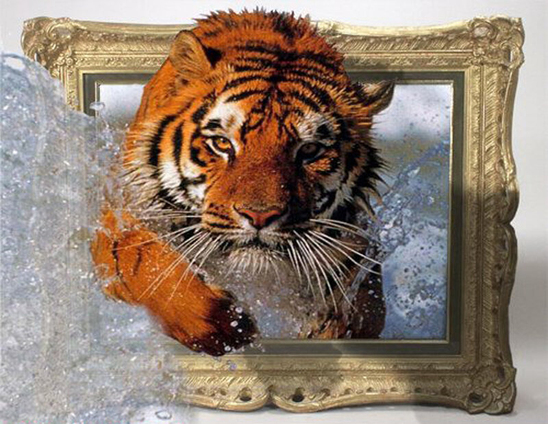 Tiger Breaking Through Frame