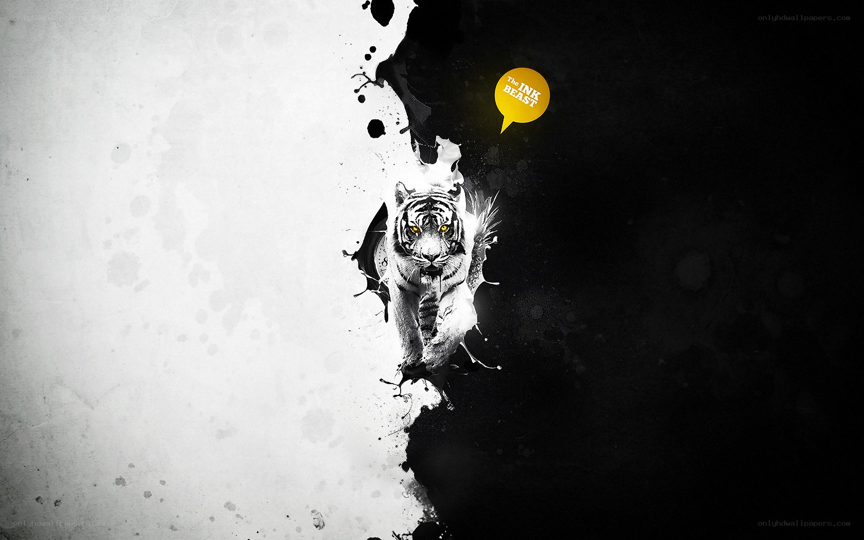 tiger breaking through ink