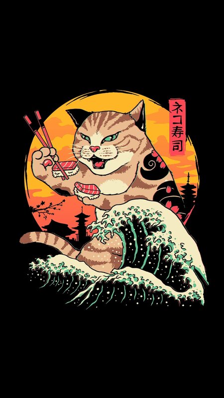 Tiger Cat Eating Sushi