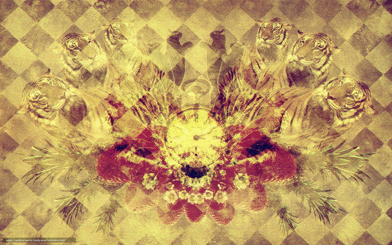 tiger clock collage art