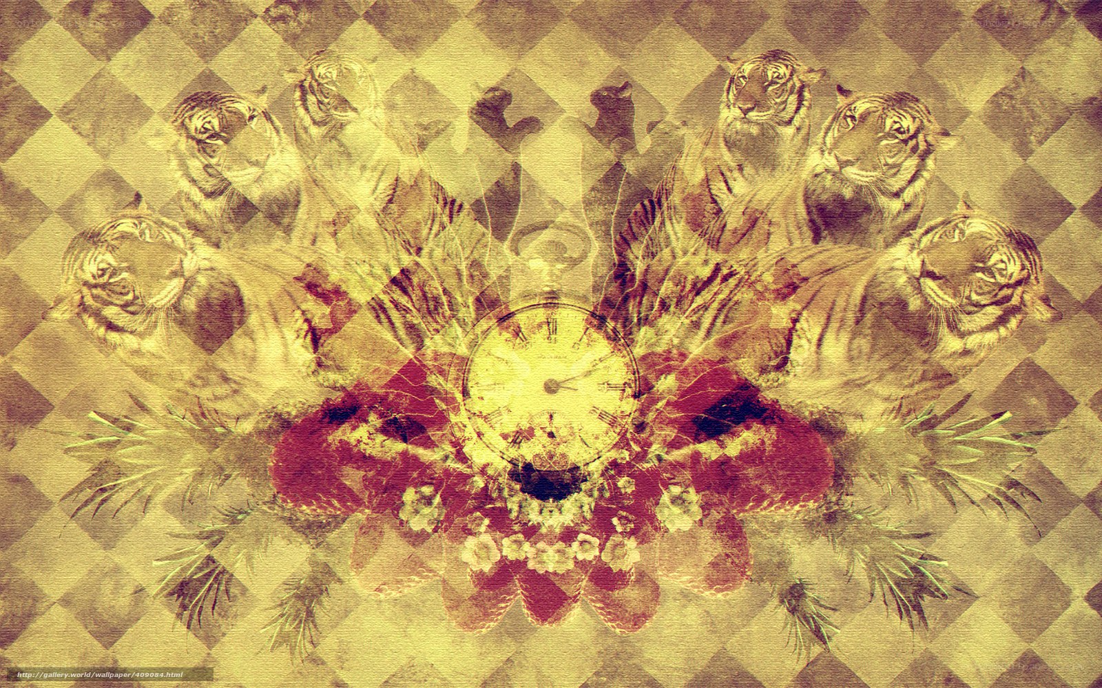 tiger clock collage art