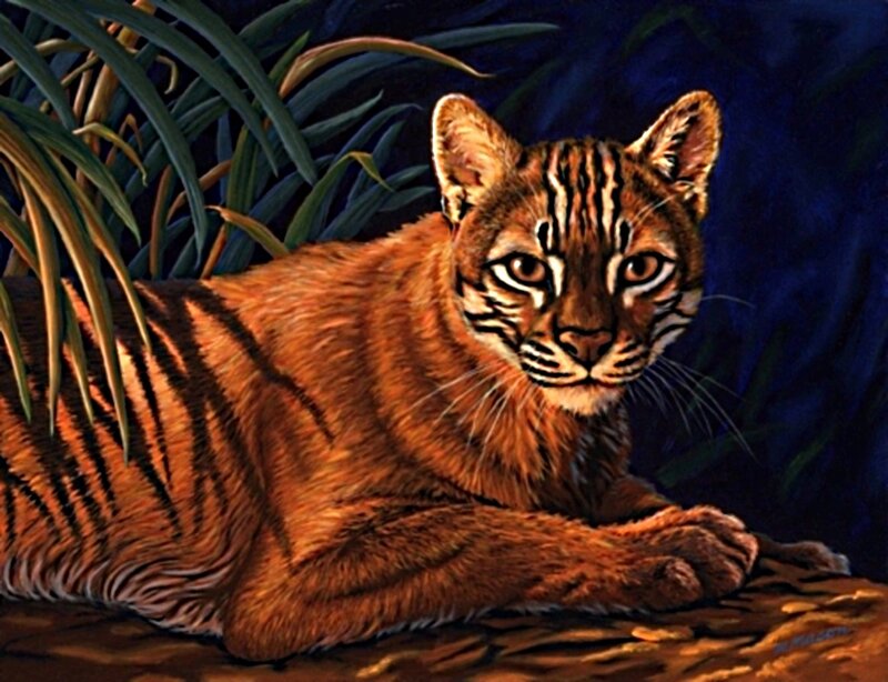 Tiger Cub in Foliage — Brown