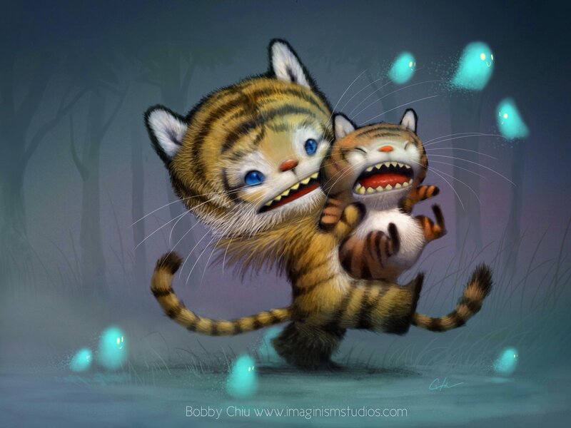 Tiger Cubs Fighting