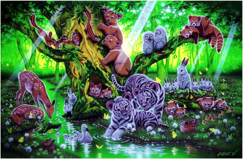 Tiger Cubs in Forest