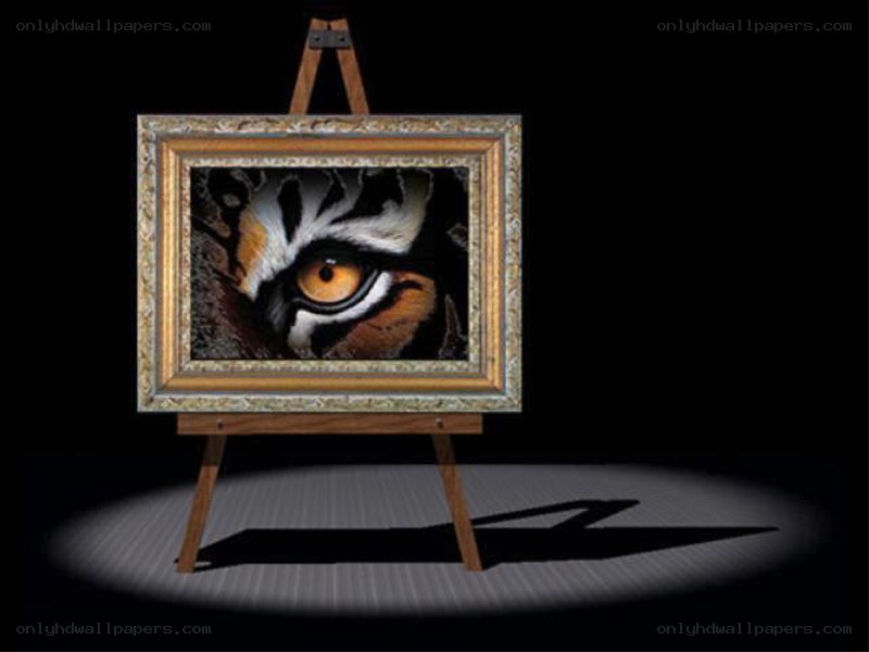 Tiger eye painting on easel