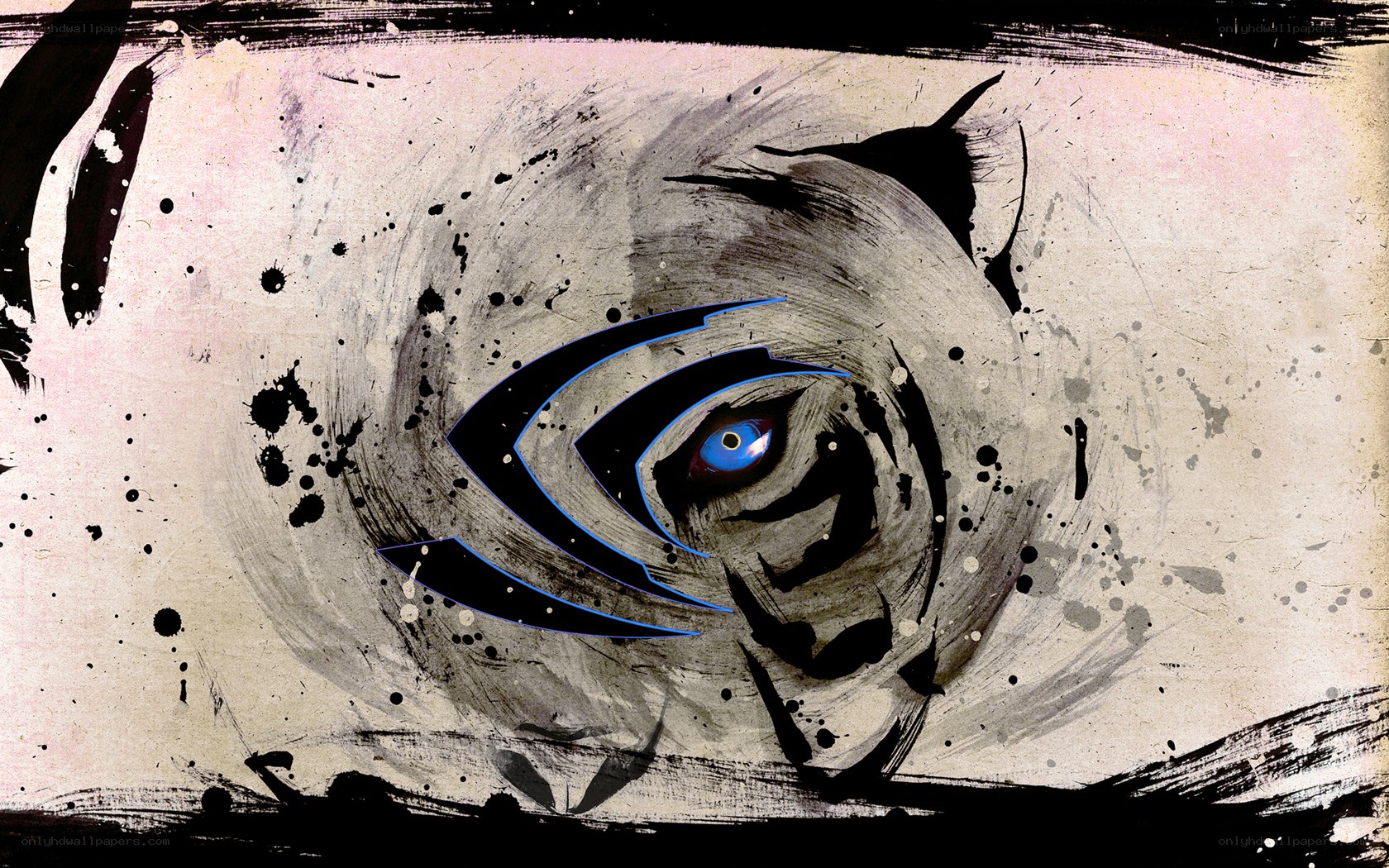 tiger eye with logo overlay
