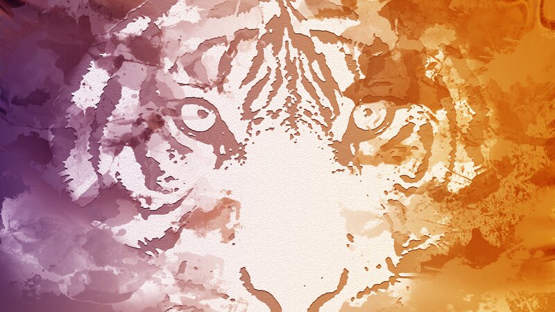Tiger Face — Orange, Dramatic, Digital Art, Eyes