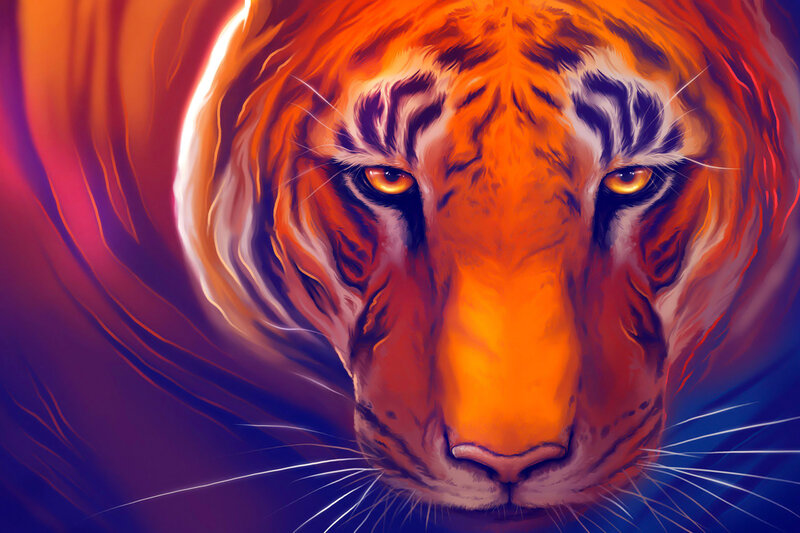 Tiger Face — Orange, Dramatic