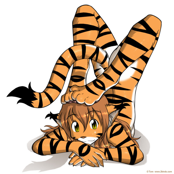 tiger girl in playful pose