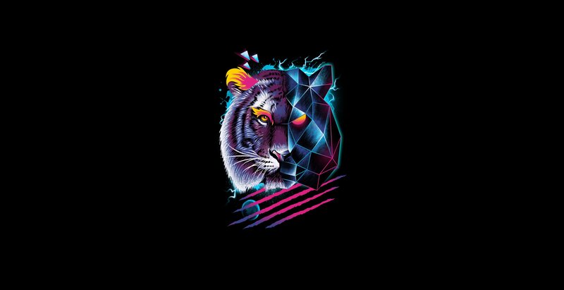 Tiger Head Illustration — Black