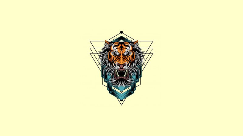 Tiger Head Illustration — Yellow