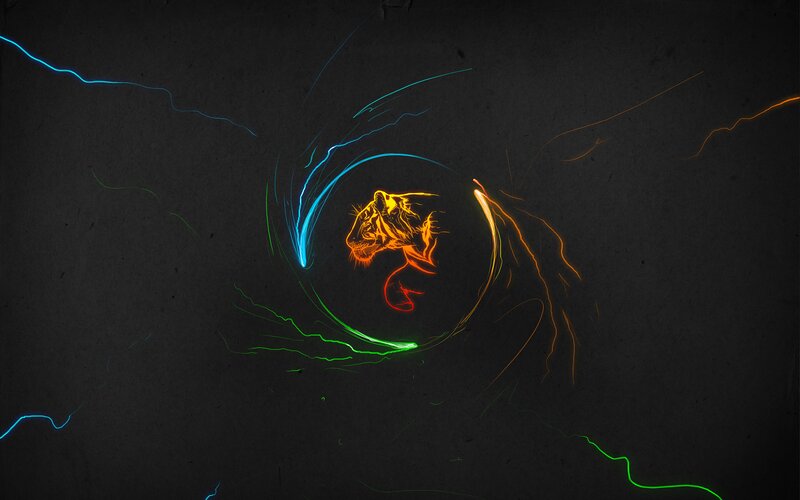 Tiger Head Outline — Black, Dramatic, Digital Art