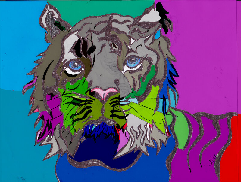 Tiger Head Portrait — Blue