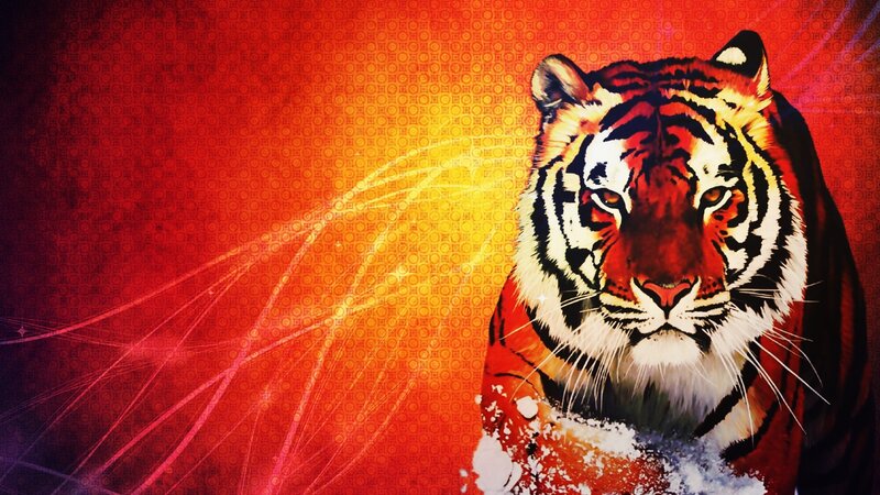 Tiger Head Portrait — Red