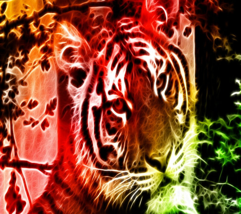 Tiger Head — Red, Dramatic
