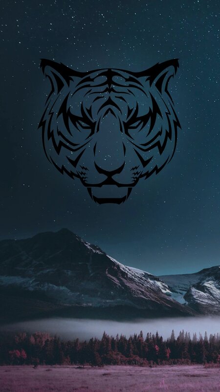 Tiger Head Silhouette — Black
