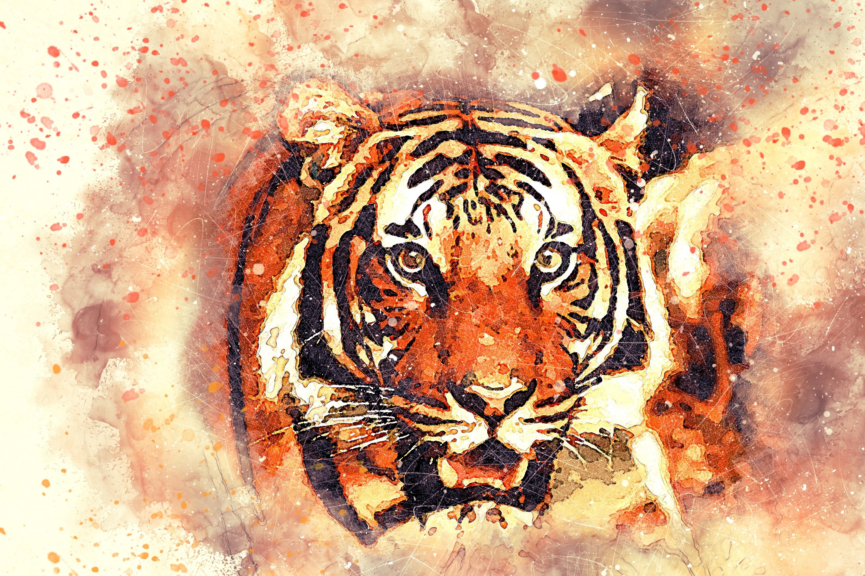 tiger head watercolor art