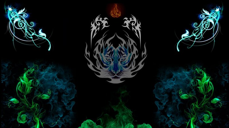 Tiger Head with Flames — Black