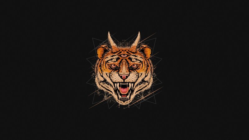 Tiger Head with Horns