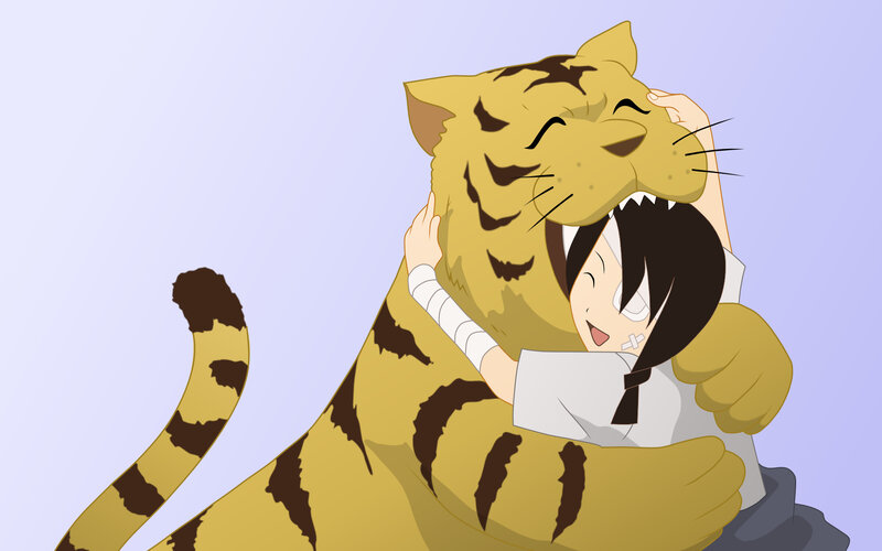 tiger hugging girl