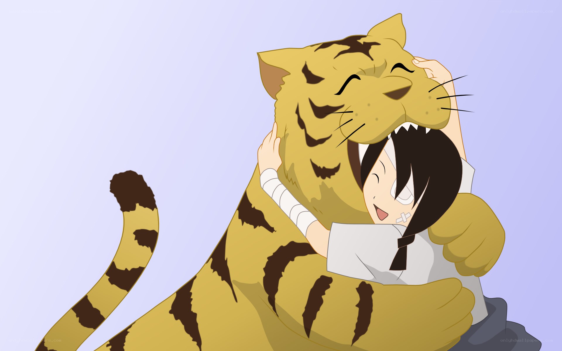 tiger hugging girl