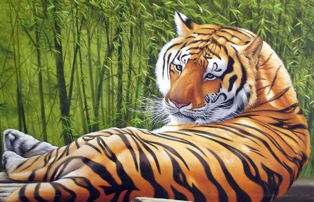 Tiger in a bamboo forest