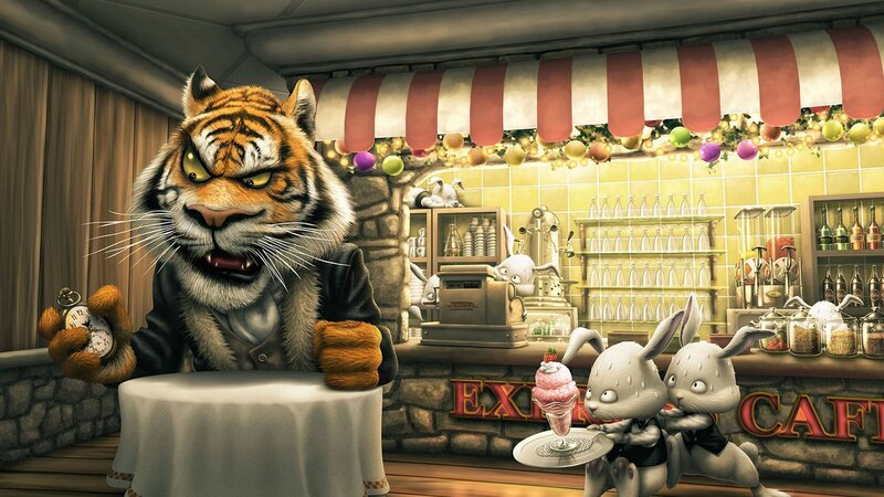 Tiger in a Cafe — Orange, Dramatic