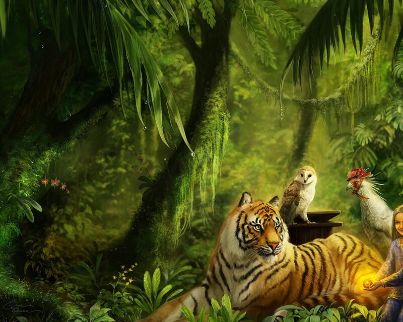 Tiger in a lush jungle