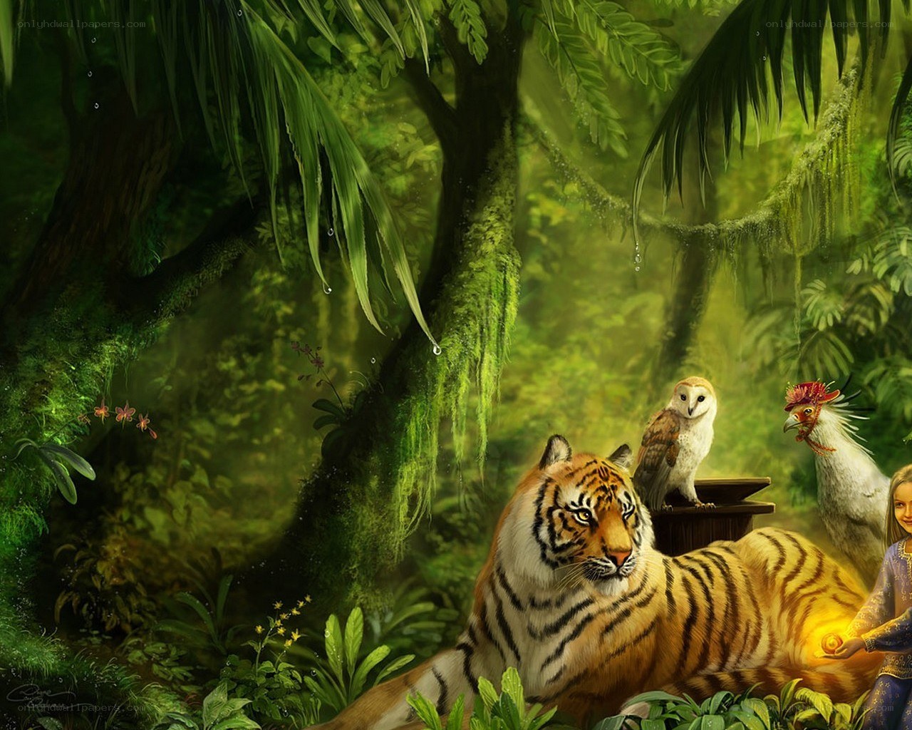 Tiger in a lush jungle