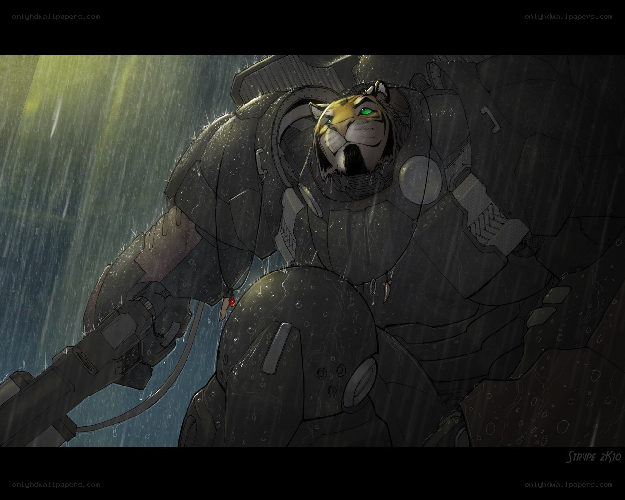 tiger in armored suit
