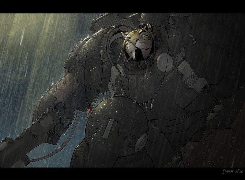 tiger in armored suit