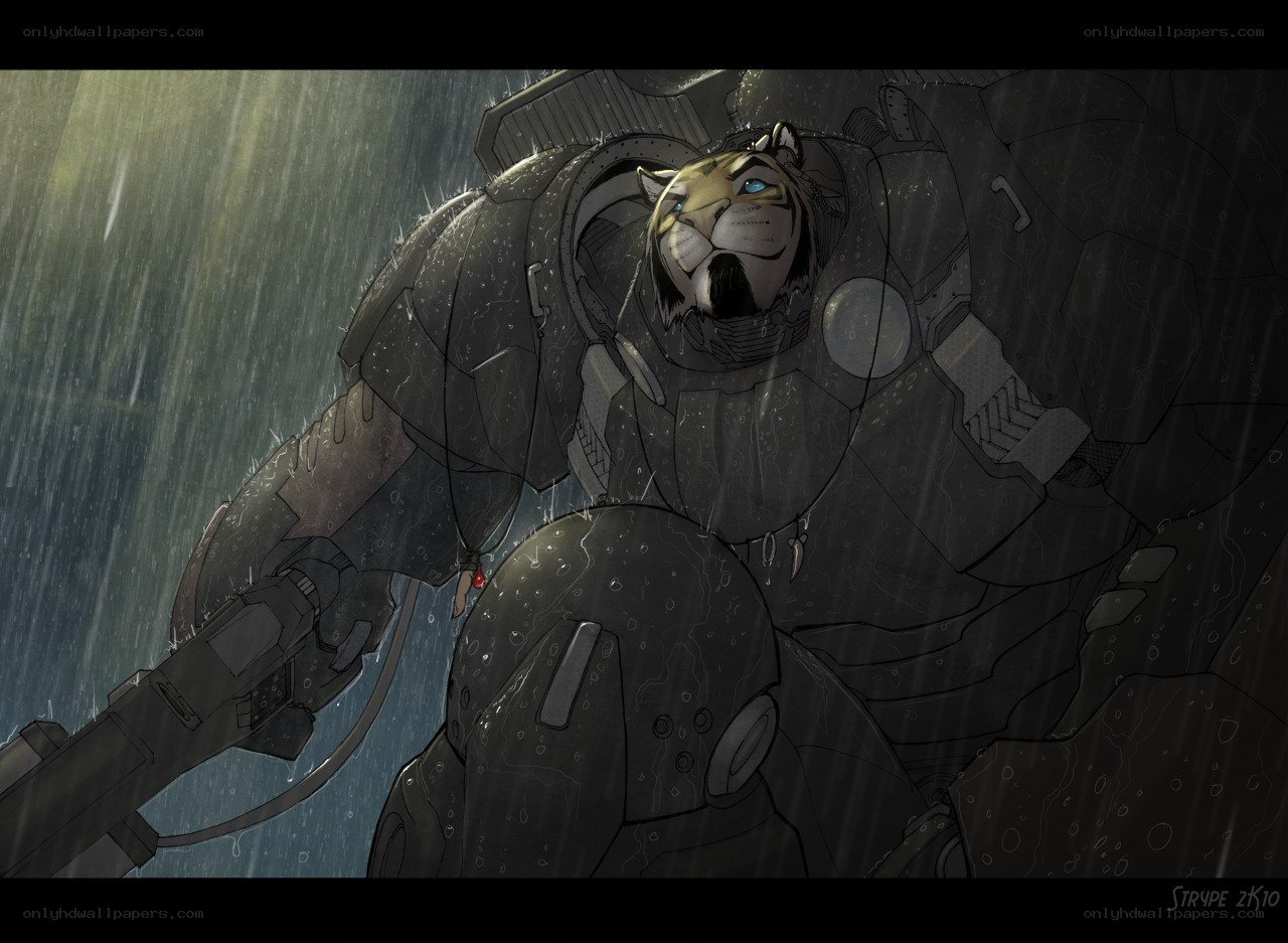 tiger in armored suit