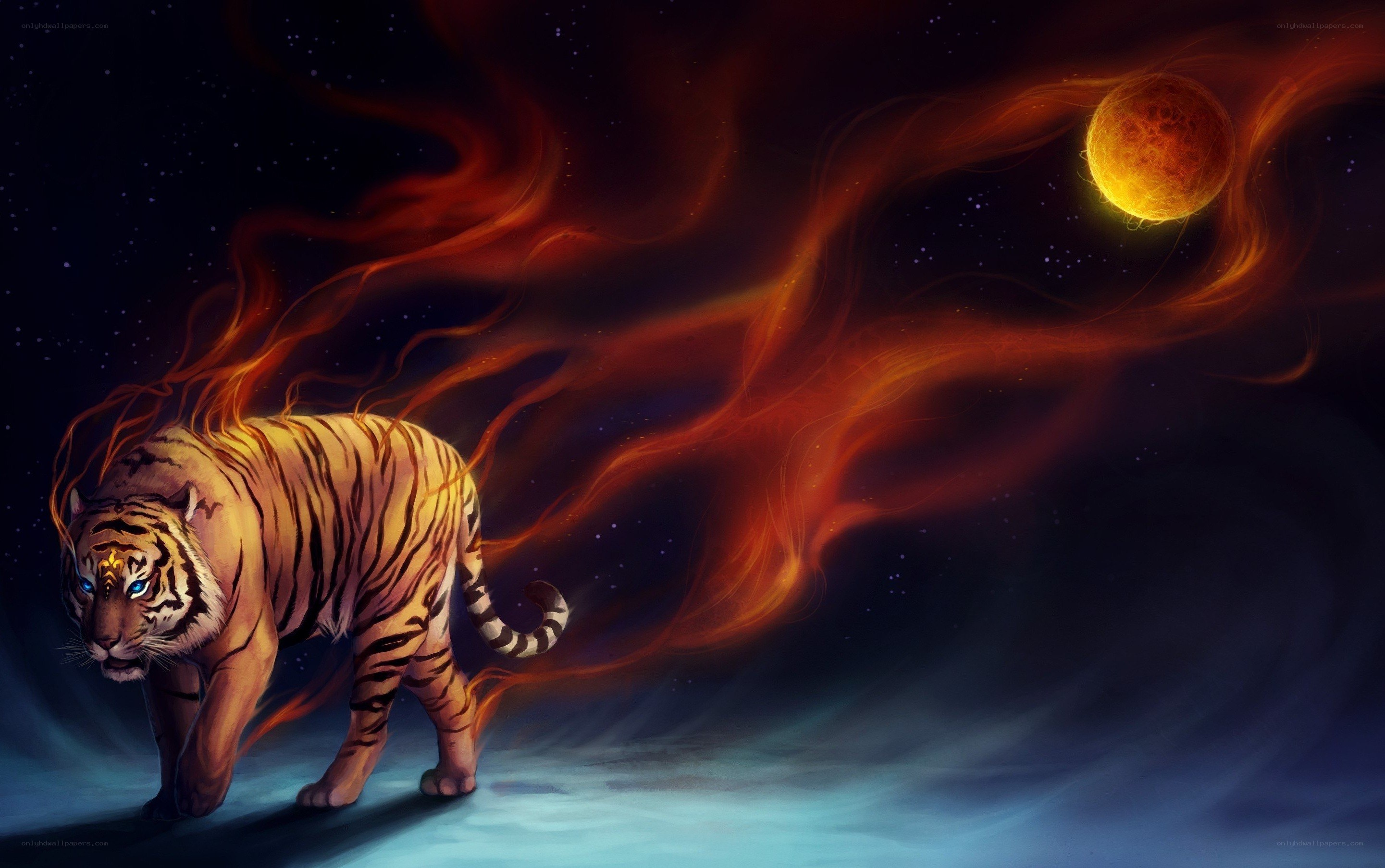 tiger in cosmic fire