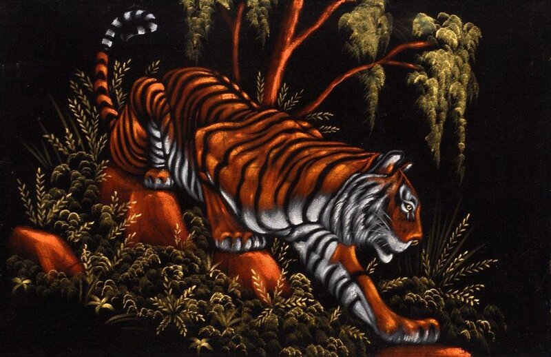 Tiger in Jungle — Black