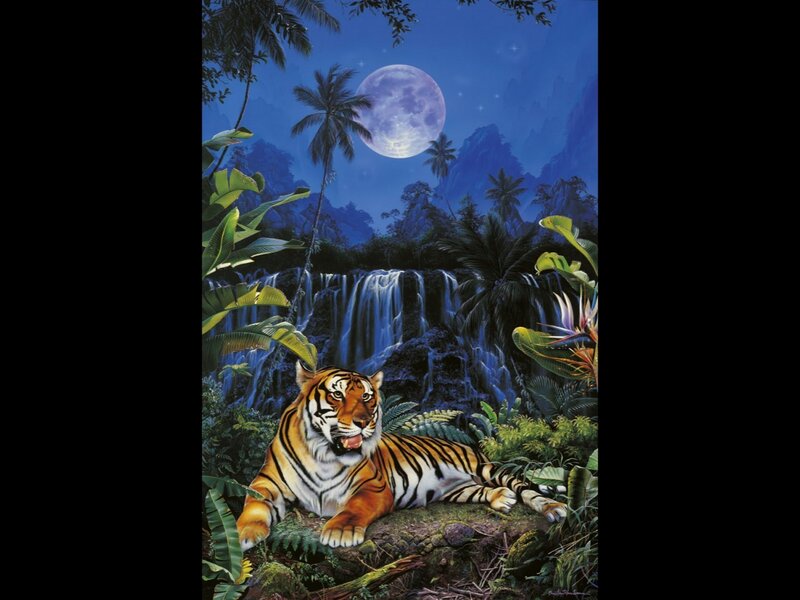 Tiger in Jungle — Blue