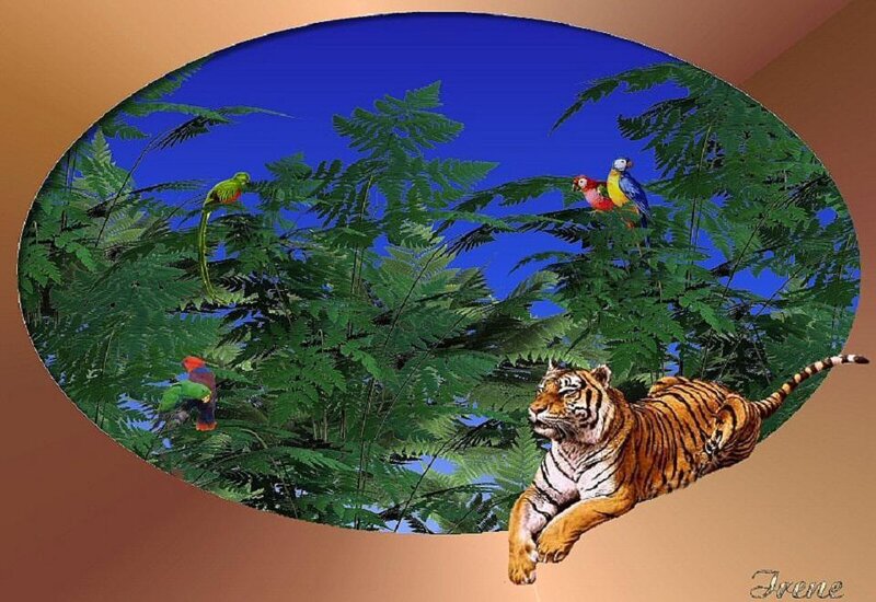 Tiger in Jungle — Green, Calm