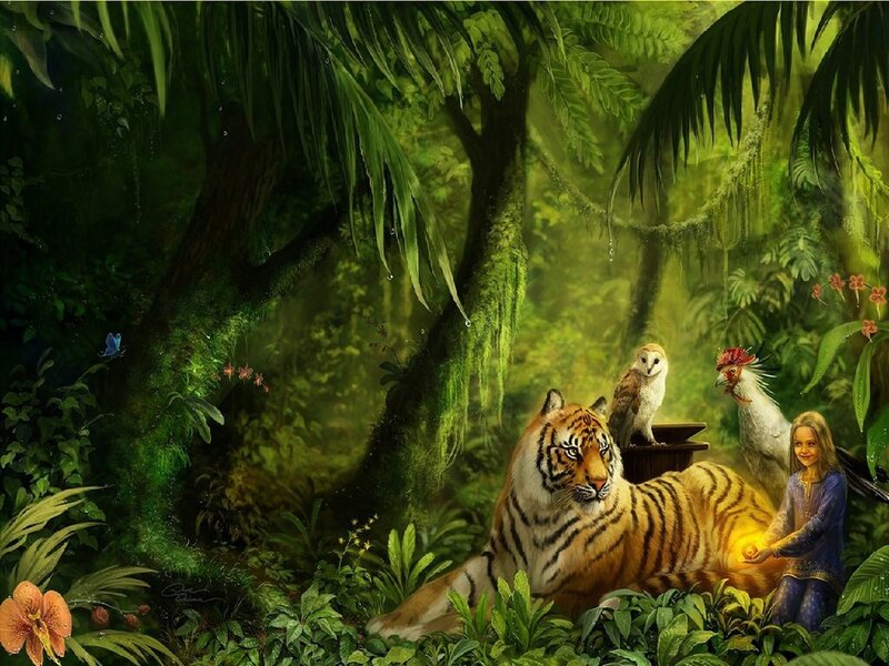 Tiger in Jungle — Green, Serene, Afternoon