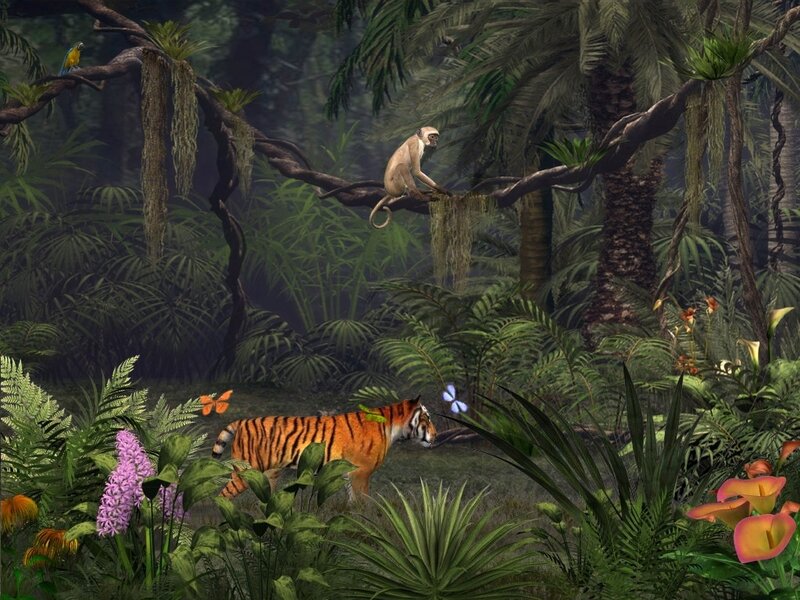 Tiger in Jungle — Green