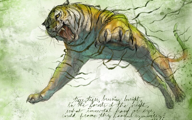 tiger in motion sketch