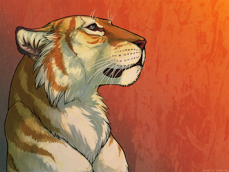 Tiger in Profile — Orange, Dramatic, Digital Art, Whiskers