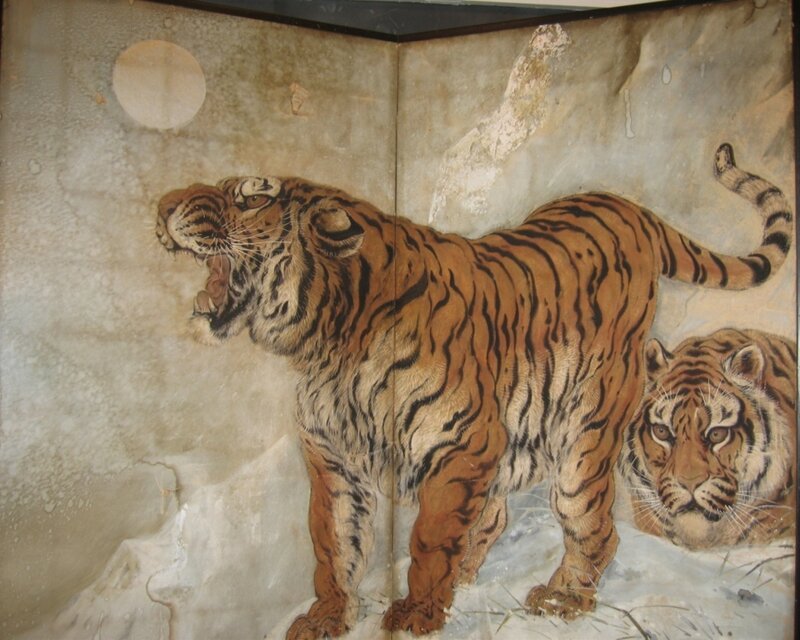Tiger in Snow — Brown, Dramatic, Night